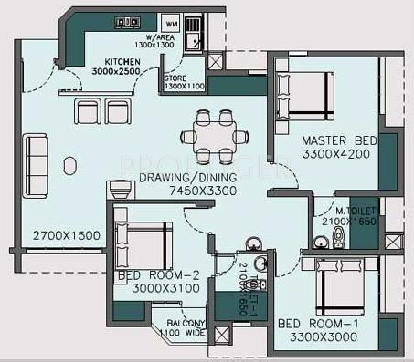 Nagpal Sapphire Heights (3BHK+2T (1,388 sq ft) 1388 sq ft)