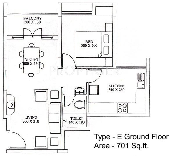 Skyline Marigold (1BHK+1T (701 sq ft) 701 sq ft)