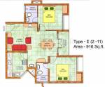 Skyline Gateway Apartments (2BHK+2T (916 sq ft) 916 sq ft)