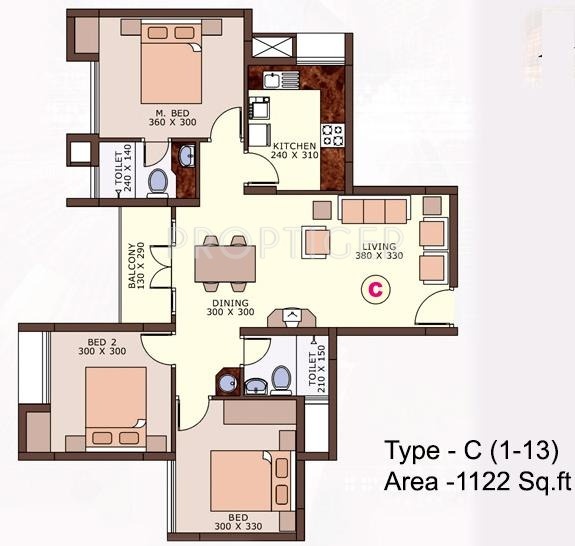 Skyline Melrose (3BHK+3T (1,122 sq ft) 1122 sq ft) Skyline Melrose (3BHK+3T (1,122 sq ft) 1122 sq ft)