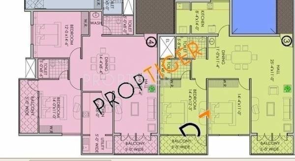 Floor Plan (3BHK+3T) Marian Projects Manjuniketan Apartment Floor Plan (3BHK+3T)