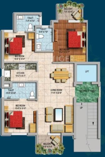 Genesis Gardenia (3BHK+3T (1,119 sq ft) 1119 sq ft) Genesis Gardenia (3BHK+3T (1,119 sq ft) 1119 sq ft)