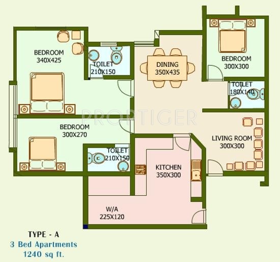 K P Varkey and V S Builders Golden Gate (3BHK+3T (1,240 sq ft) 1240 sq ft)