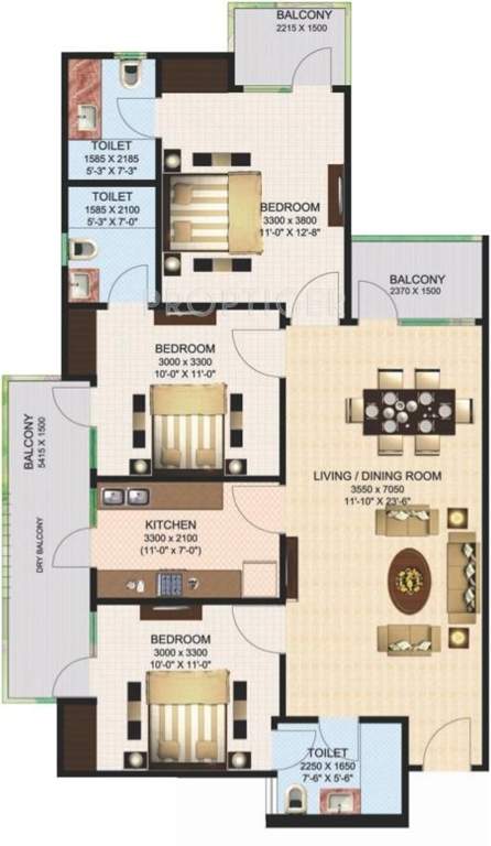 Aims Green Avenue (3BHK+3T (1,440 sq ft) 1440 sq ft)