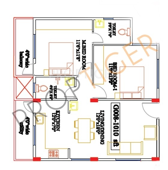 Vascon Vascon Venus (2BHK+2T (1,010 sq ft) 1010 sq ft)