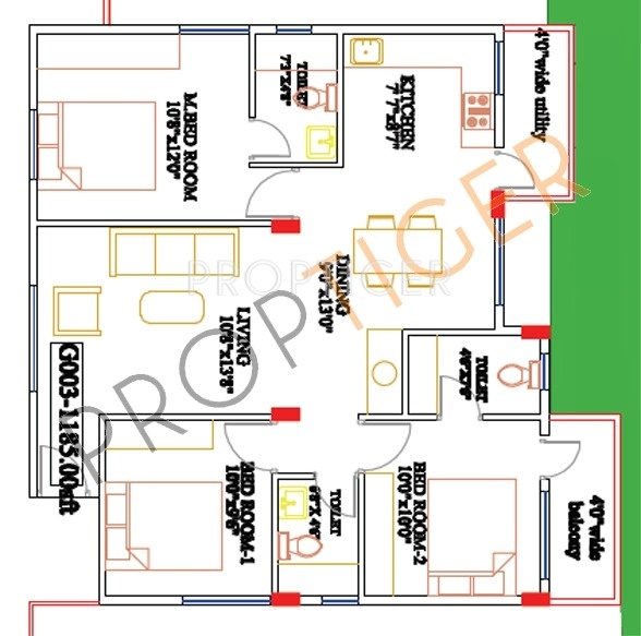 Vascon Vascon Venus (3BHK+3T (1,185 sq ft) 1185 sq ft)