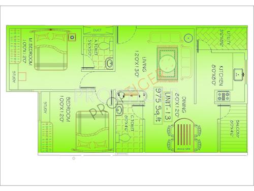 Mahaghar Kings and Queen (2BHK+2T (975 sq ft) 975 sq ft)