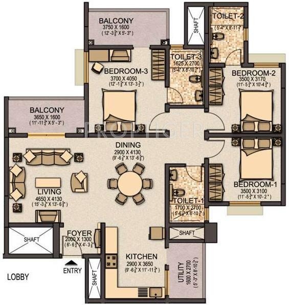 Sobha Elite (3BHK+3T (1,742 sq ft) 1742 sq ft)