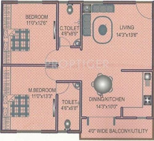 Aadhaar Sumukha Simhadri Springs (2BHK+2T (1,020 sq ft) 1020 sq ft)