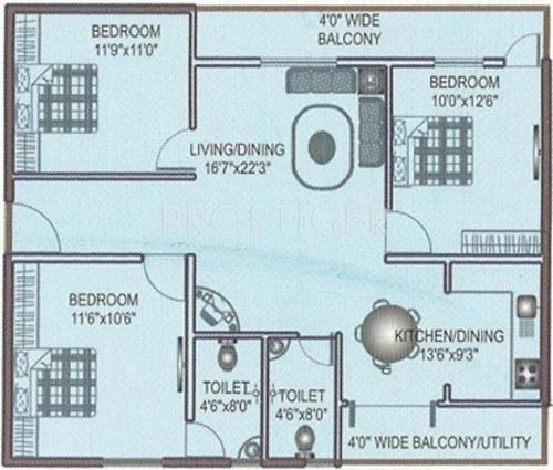 Aadhaar Sumukha Simhadri Springs (3BHK+2T (1,400 sq ft) 1400 sq ft)