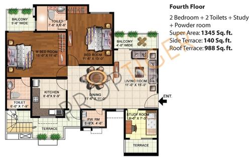Eldeco Mystic Greens (2BHK+2T (1,345 sq ft) + Study Room 1345 sq ft)