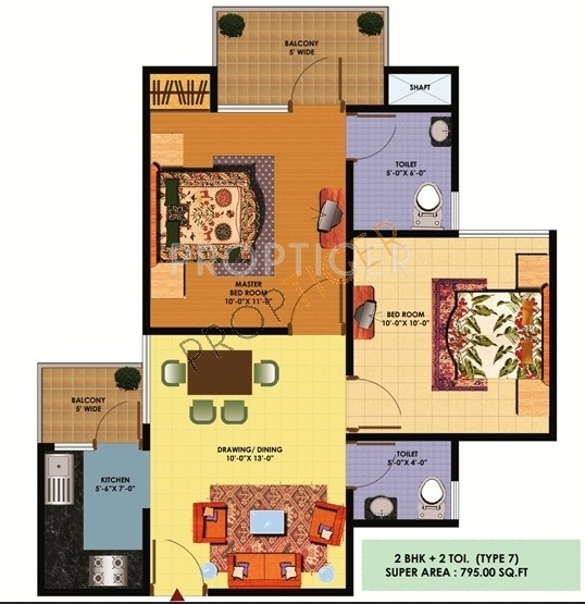 SCC Sapphire (2BHK+2T (795 sq ft) 795 sq ft)