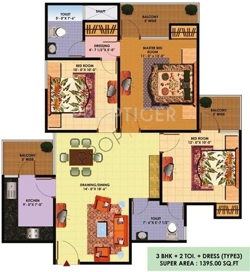 SCC Sapphire (3BHK+2T (1,395 sq ft) 1395 sq ft)