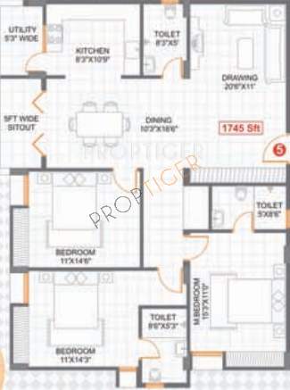 Saroj Cosmos (3BHK+3T (1,745 sq ft) 1745 sq ft)