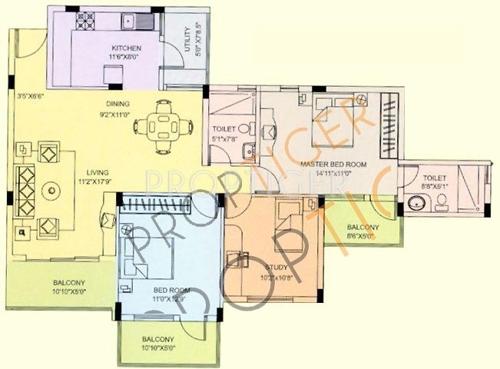 NCC Nagarjuna Green Woods (2BHK+2T (1,497 sq ft)   Study Room 1497 sq ft)