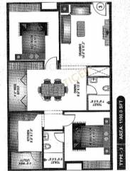 Malibu Bonita (2BHK+2T (1,100 sq ft) 1100 sq ft)