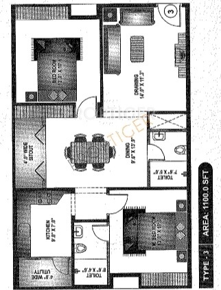 Malibu Bonita (2BHK+2T (1,100 sq ft) 1100 sq ft)