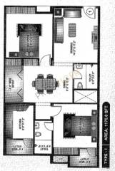 Malibu Bonita (2BHK+2T (1,175 sq ft) 1175 sq ft)