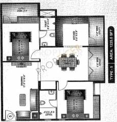 Malibu Bonita (2BHK+2T (1,225 sq ft) 1225 sq ft)