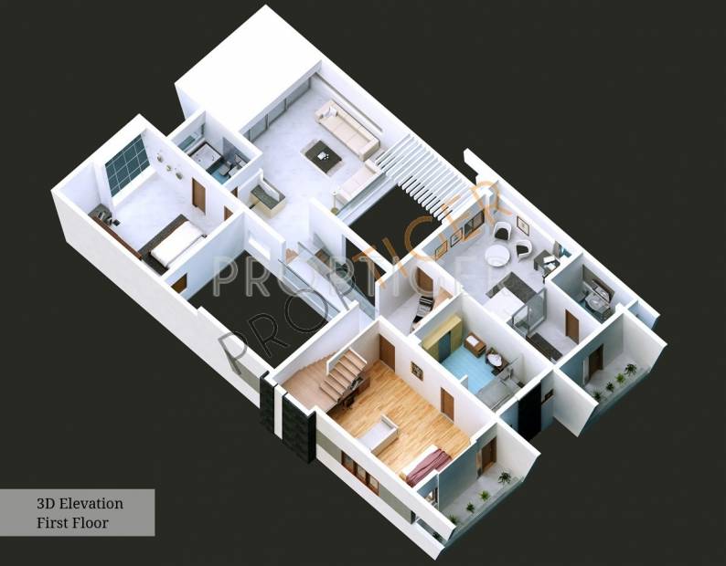 RBD Shelters Cornel Tree Floor Plan (4BHK+5T + Study Room)
