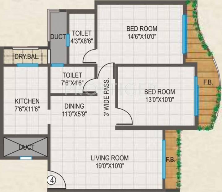 Rajesh Raj Splendour (2BHK+2T (1,065 sq ft) 1065 sq ft)