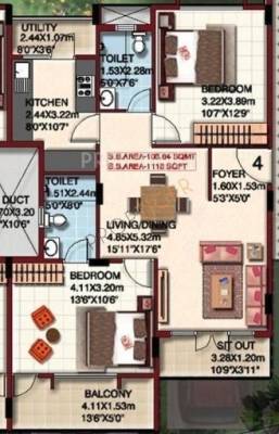 Mahaveer Oleander (2BHK+2T (1,118 sq ft) 1118 sq ft)