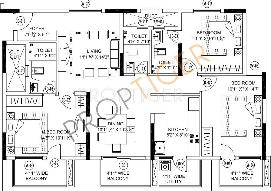 Mantri Premero (3BHK+3T (1,685 sq ft) 1685 sq ft)