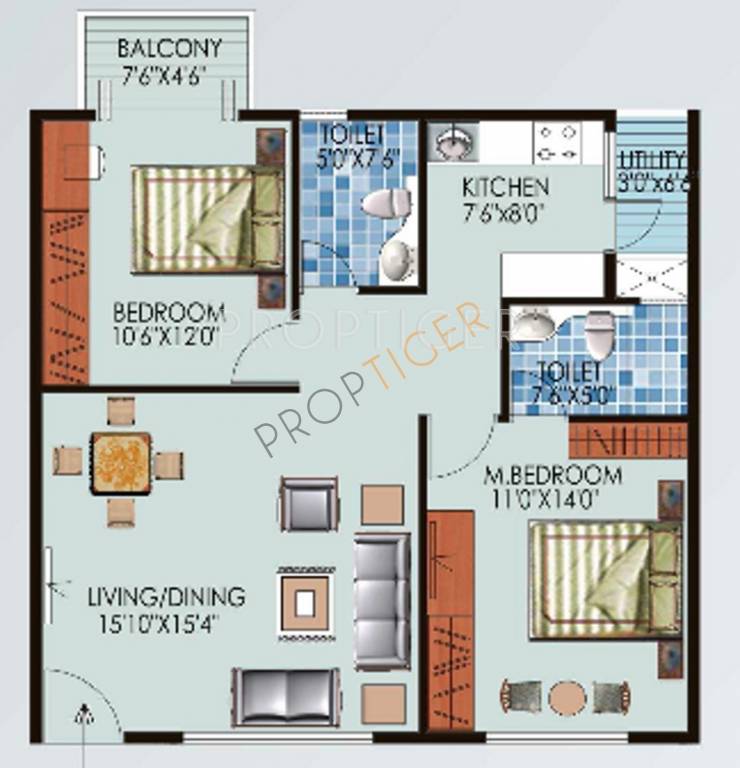 ATZ Gladiola Gardenia (2BHK+2T (1,016 sq ft) 1016 sq ft) ATZ Gladiola Gardenia (2BHK+2T (1,016 sq ft) 1016 sq ft)