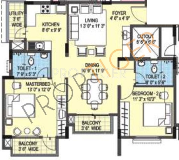 Paramount Pilatus (2BHK+2T (1,165 sq ft) 1165 sq ft)