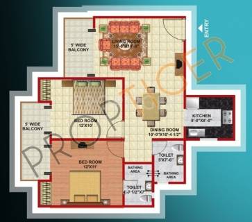1080 Sq Ft 2 Bhk Floor Plan Image Mahagun Group Mascot Available For Sale Proptiger Com