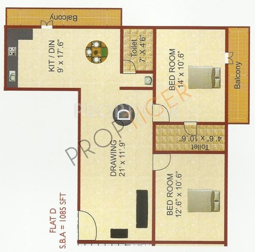 Avee Sree Nedhi (2BHK+2T (1,085 sq ft) 1085 sq ft)