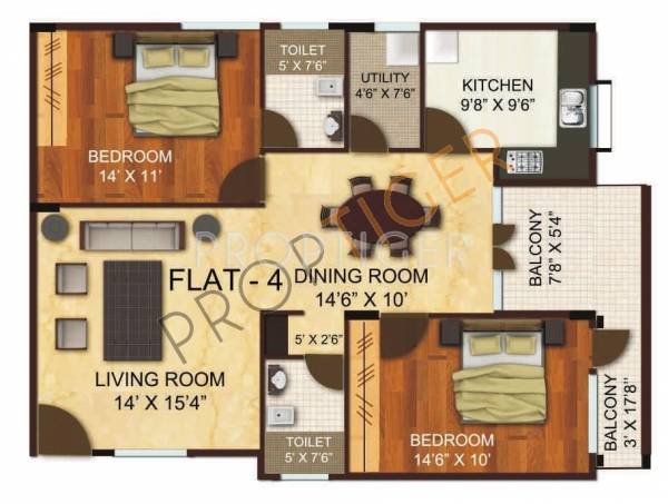Ambara Shree Krishna (2BHK+2T (1,222 sq ft) 1222 sq ft)