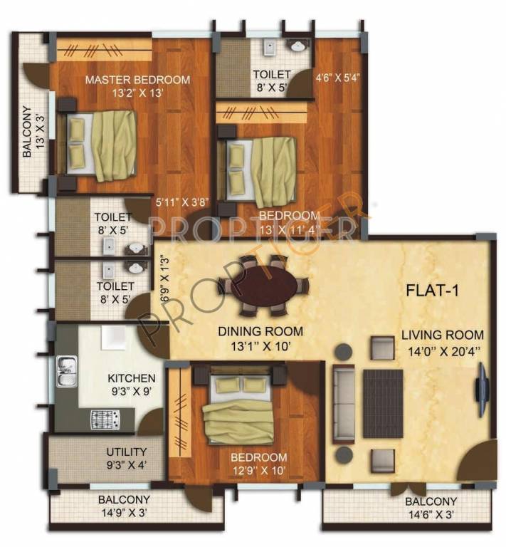 Ambara Shree Krishna (3BHK+3T (1,607 sq ft) 1607 sq ft)