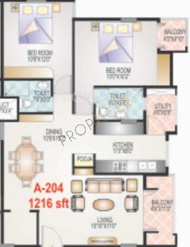 RR Meadows (2BHK+2T (1,216 sq ft) 1216 sq ft)