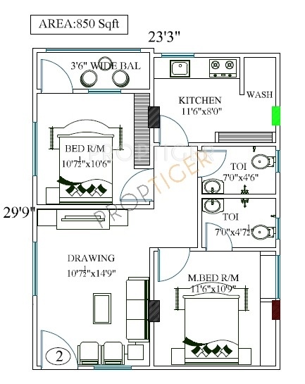 Excel Hillridge Residency (2BHK+2T (850 sq ft) 850 sq ft)