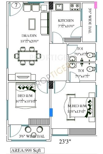 Excel Hillridge Residency (2BHK+2T (998 sq ft) 998 sq ft)