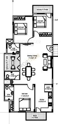 Paras Paras Manyata Phase1 (3BHK+3T (1,629 sq ft) + Pooja Room 1629 sq ft)