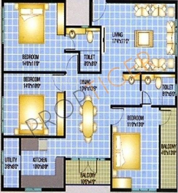 Jaya Hibiscus (3BHK+2T (1,510 sq ft) 1510 sq ft)