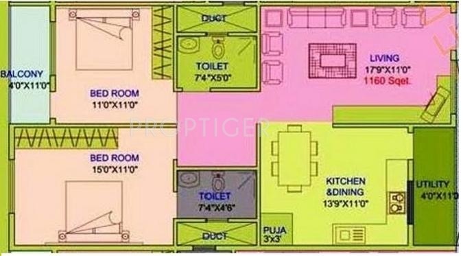 Druva Druva Daisy (2BHK+2T (1,160 sq ft)   Pooja Room 1160 sq ft)