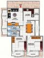 Floor Plan (2BHK+2T) Mahima Meridian Garden Floor Plan (2BHK+2T)