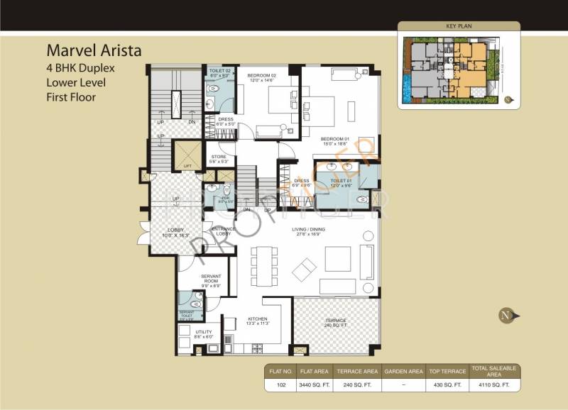 Marvel Arista (4BHK+4T (4,110 sq ft)   Servant Room 4110 sq ft)