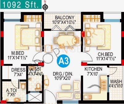 Sai Mitra Meadows (2BHK+2T (1,092 sq ft) 1092 sq ft)