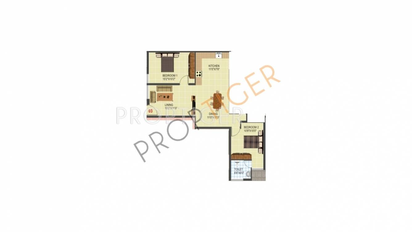 Innovative Timberleaf (2BHK+1T (1,125 sq ft) 1125 sq ft)