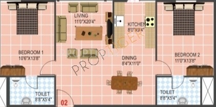 Innovative Timberleaf (2BHK+2T (1,165 sq ft) 1165 sq ft)