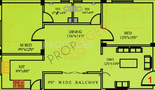 BR Ambika Avenue (2BHK+2T (1,027 sq ft) 1027 sq ft)