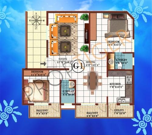 Sahasra Pride (2BHK+2T (1,121 sq ft) 1121 sq ft)