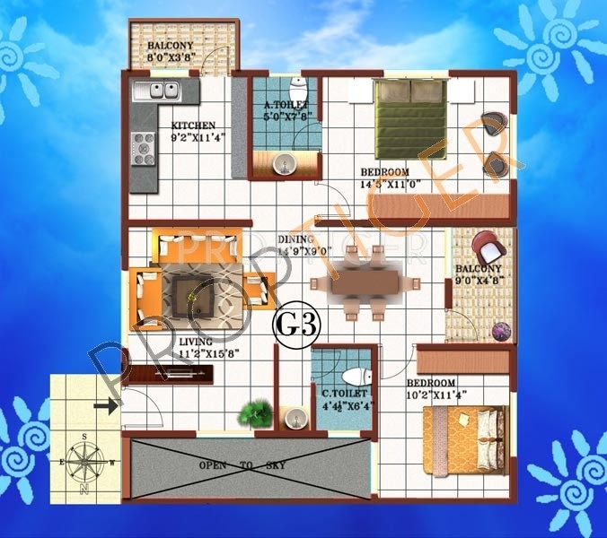 Sahasra Pride (2BHK+2T (1,139 sq ft) 1139 sq ft) Sahasra Pride (2BHK+2T (1,139 sq ft) 1139 sq ft)