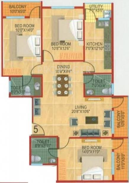 Aashish JK Apartments (3BHK+3T (1,460 sq ft) 1460 sq ft)