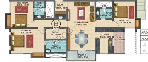 Devinarayan Lexington Terrace (3BHK+3T (2,045 sq ft)   Pooja Room 2045 sq ft)