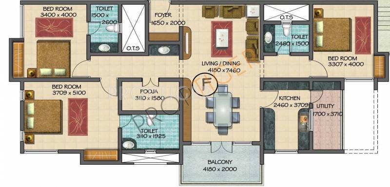 Devinarayan Lexington Terrace (3BHK+3T (2,088 sq ft)   Pooja Room 2088 sq ft)